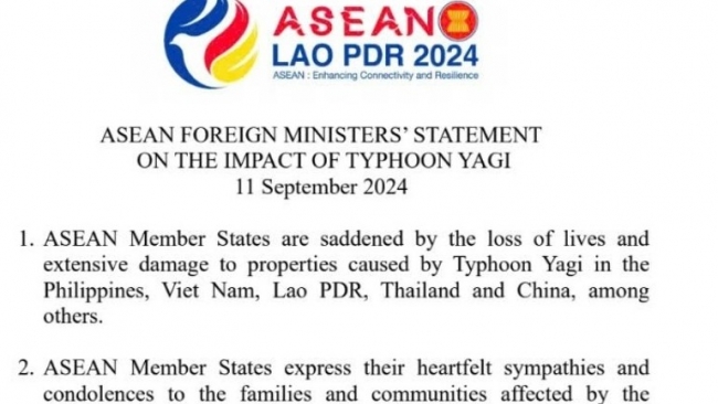 cac bo truong ngoai giao asean ra tuyen bo ve tac dong cua bao yagi