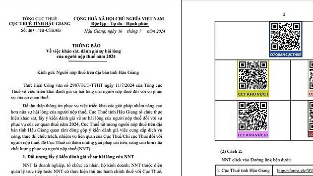 Cục Thuế Hậu Giang tiếp tục triển khai lấy ý kiến sự hài lòng của người nộp thuế