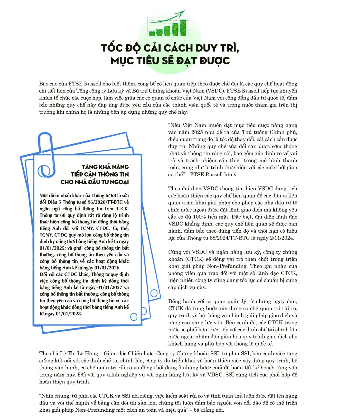 Những chuyển động tích cực trong tiến trình nâng hạng thị trường chứng khoán