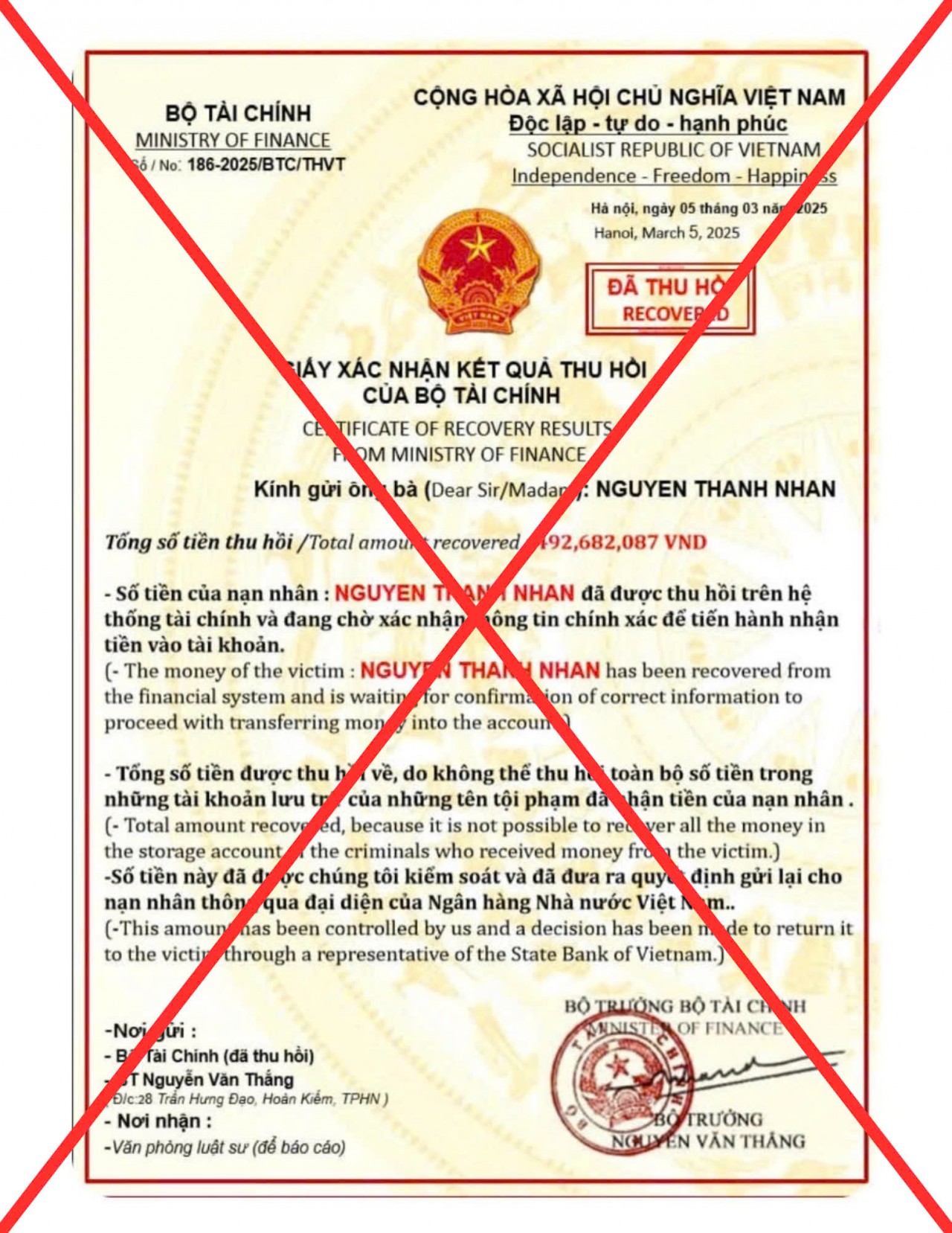 Cảnh báo giả mạo thông tin, văn bản của Bộ Tài chính để lừa đảo