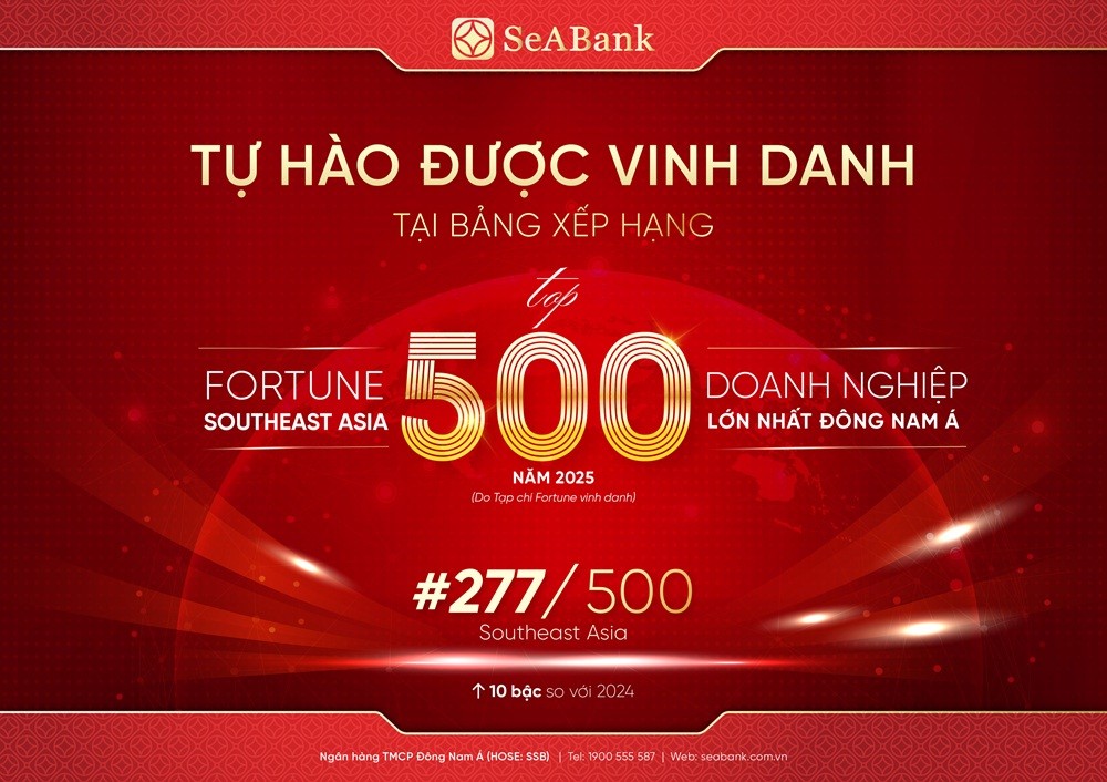 SeABank tăng 10 bậc trên bảng xếp hạng Fortune Southeast Asia 500