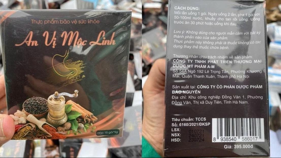 Cảnh báo người tiêu dùng không sử dụng thực phẩm bảo vệ sức khỏe An vị Mộc Linh