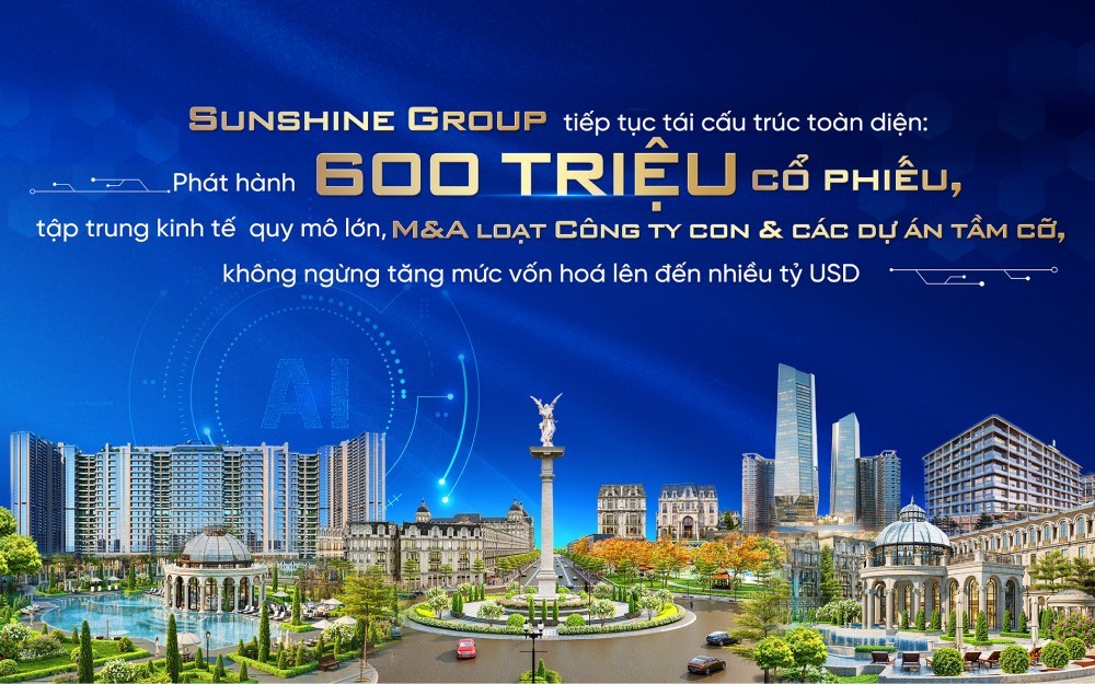 Sunshine Group sau tái cấu trúc: Vốn hóa đứng thứ 2 lĩnh vực bất động sản, lợi nhuận cả năm ước đạt 14.000 tỷ đồng, vượt xa mục tiêu của ĐHCĐ