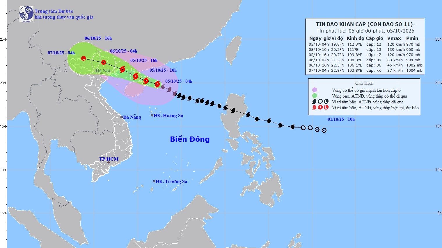 Bão số 11 tăng cấp trên vùng biển phía Đông Bắc đảo Hải Nam (Trung Quốc)