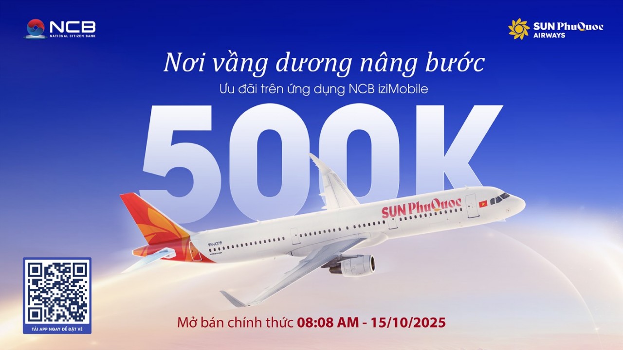 Tận hưởng ưu đãi đặc quyền khi đặt vé máy bay Sun PhuQuoc Airways trên NCB iziMobile