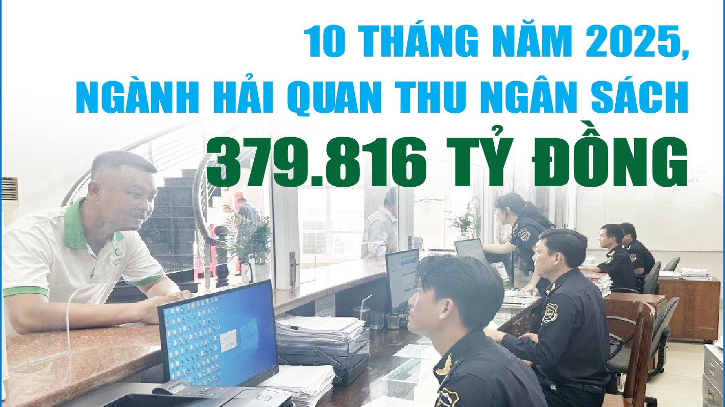 Infographics: Ngành Hải quan thu ngân sách 10 tháng đạt 379.816 tỷ đồng
