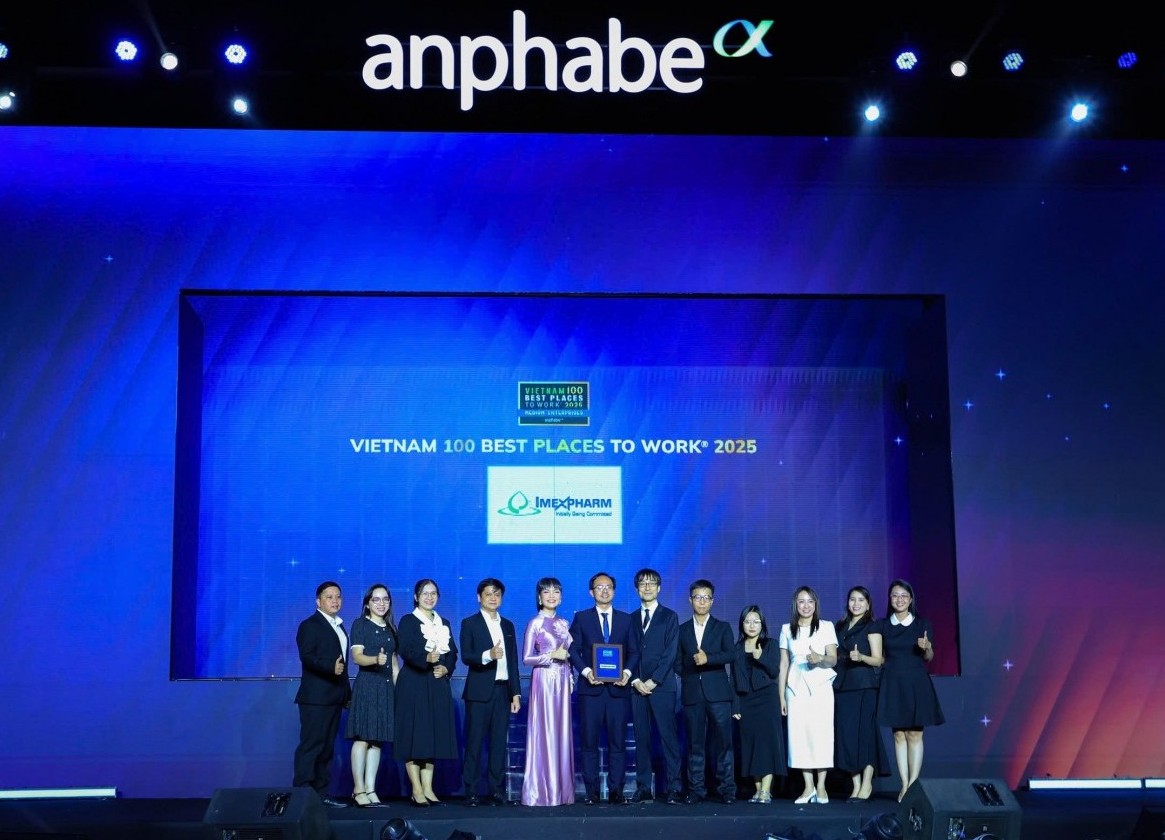 Imexpharm được vinh danh “Nơi làm việc tốt nhất Việt Nam - ngành dược” năm 2025