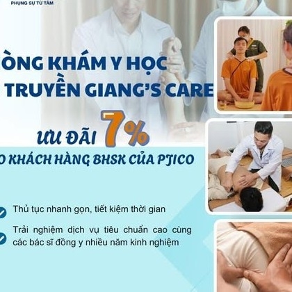 Khách hàng Bảo hiểm sức khỏe PJICO được giảm 7% tại Phòng khám Y học Cổ truyền Giang's Care