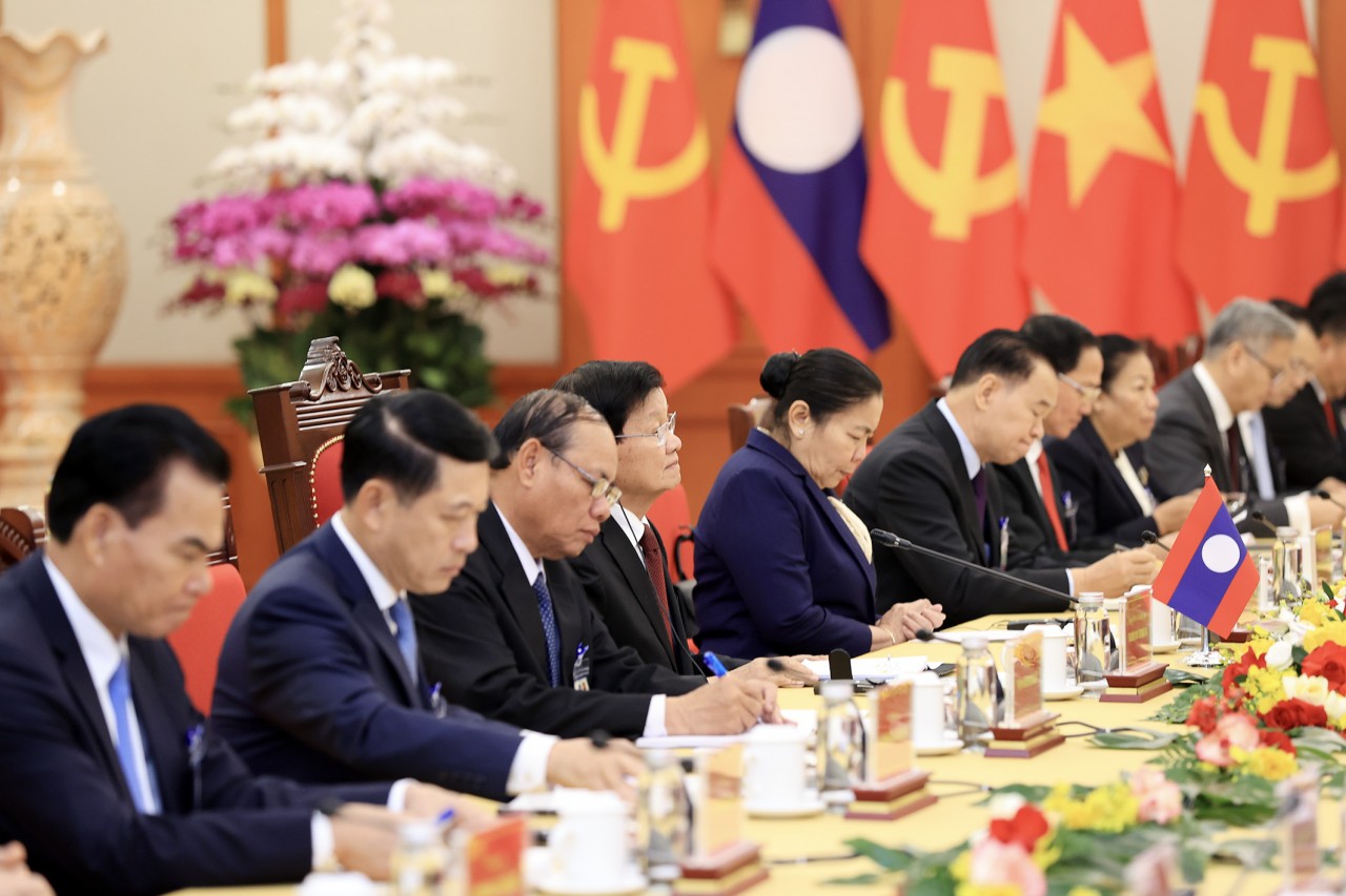 Tổng Bí thư Tô Lâm chủ trì Lễ đón Tổng Bí thư, Chủ tịch nước Lào Thongloun Sisoulith