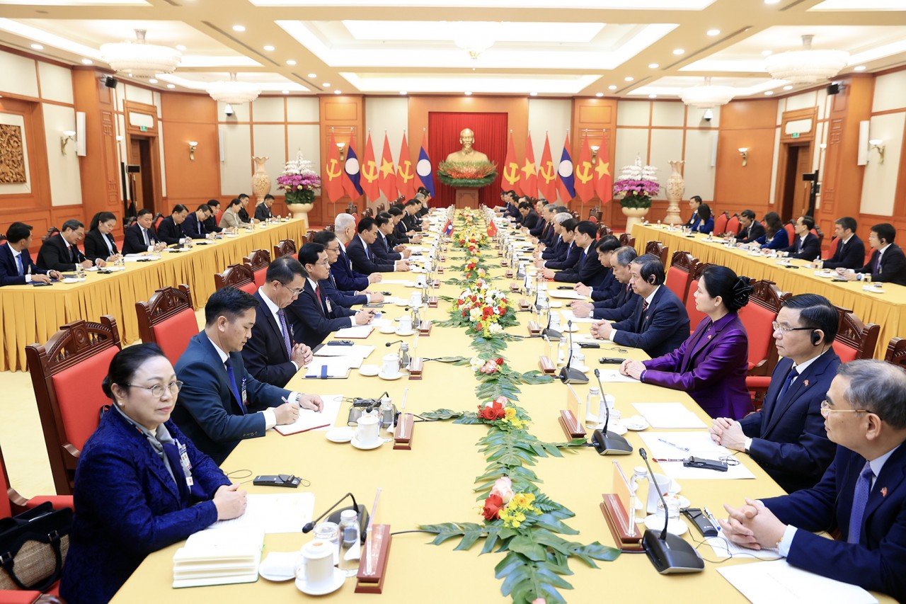 Tổng Bí thư Tô Lâm chủ trì Lễ đón Tổng Bí thư, Chủ tịch nước Lào Thongloun Sisoulith