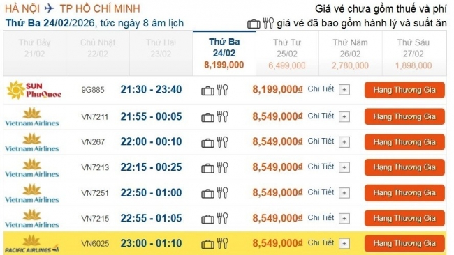 gia ve may bay vao tp ho chi minh cao ngat nguong