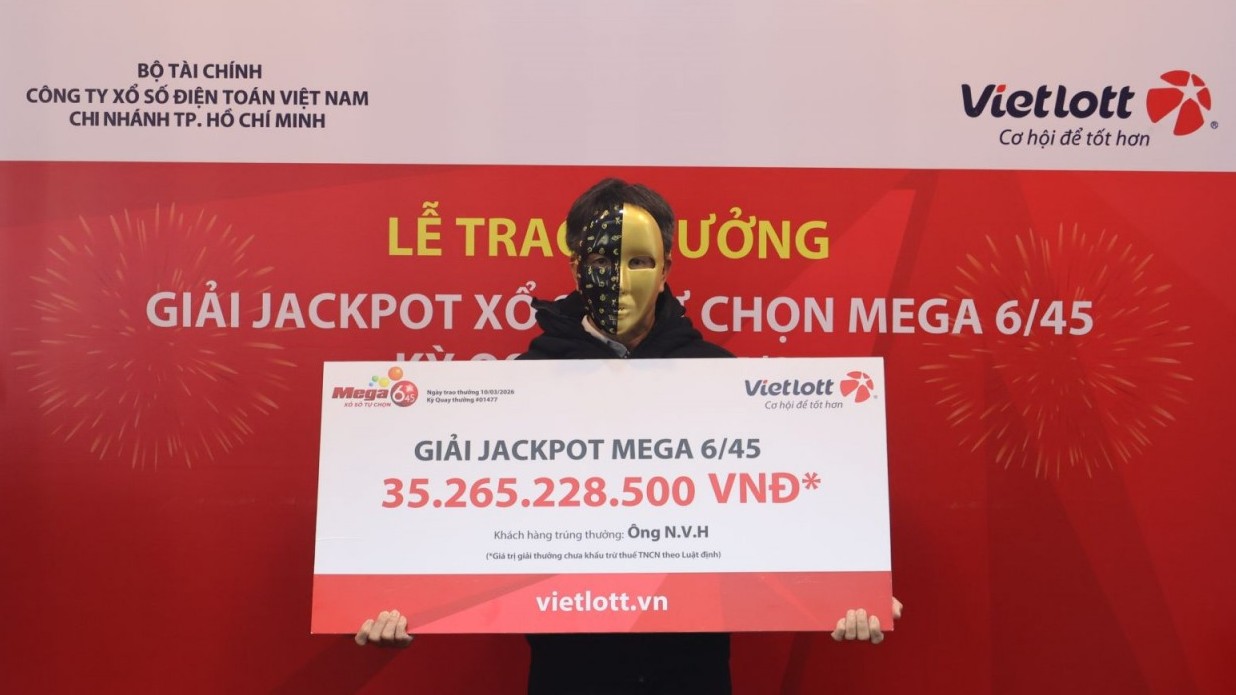 Chọn số theo ngày sinh cháu nội, người đàn ông tại TP. Hồ Chí Minh trúng Vietlott hơn 35 tỷ đồng