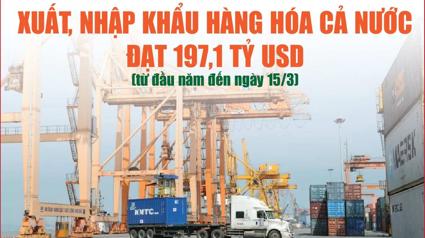 Infographics: Tổng kim ngạch xuất, nhập khẩu hàng hóa cả nước đạt 197,1 tỷ USD