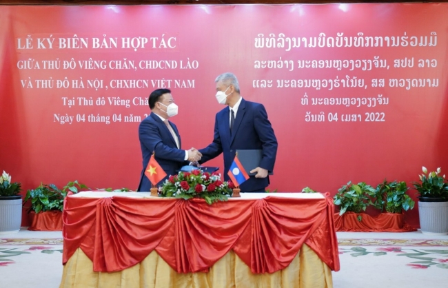 thu do ha noi va thu do vieng chan lao day manh hop tac tren nhieu linh vuc